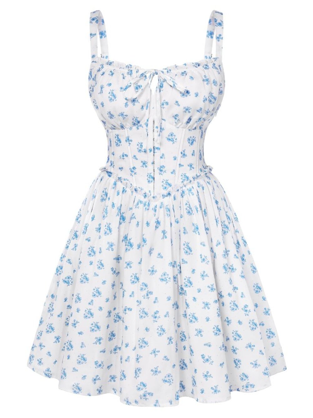 Scarlet Darkness Floral Corset Dress  Summer Sundress Lace Up Mini Milkmaid S